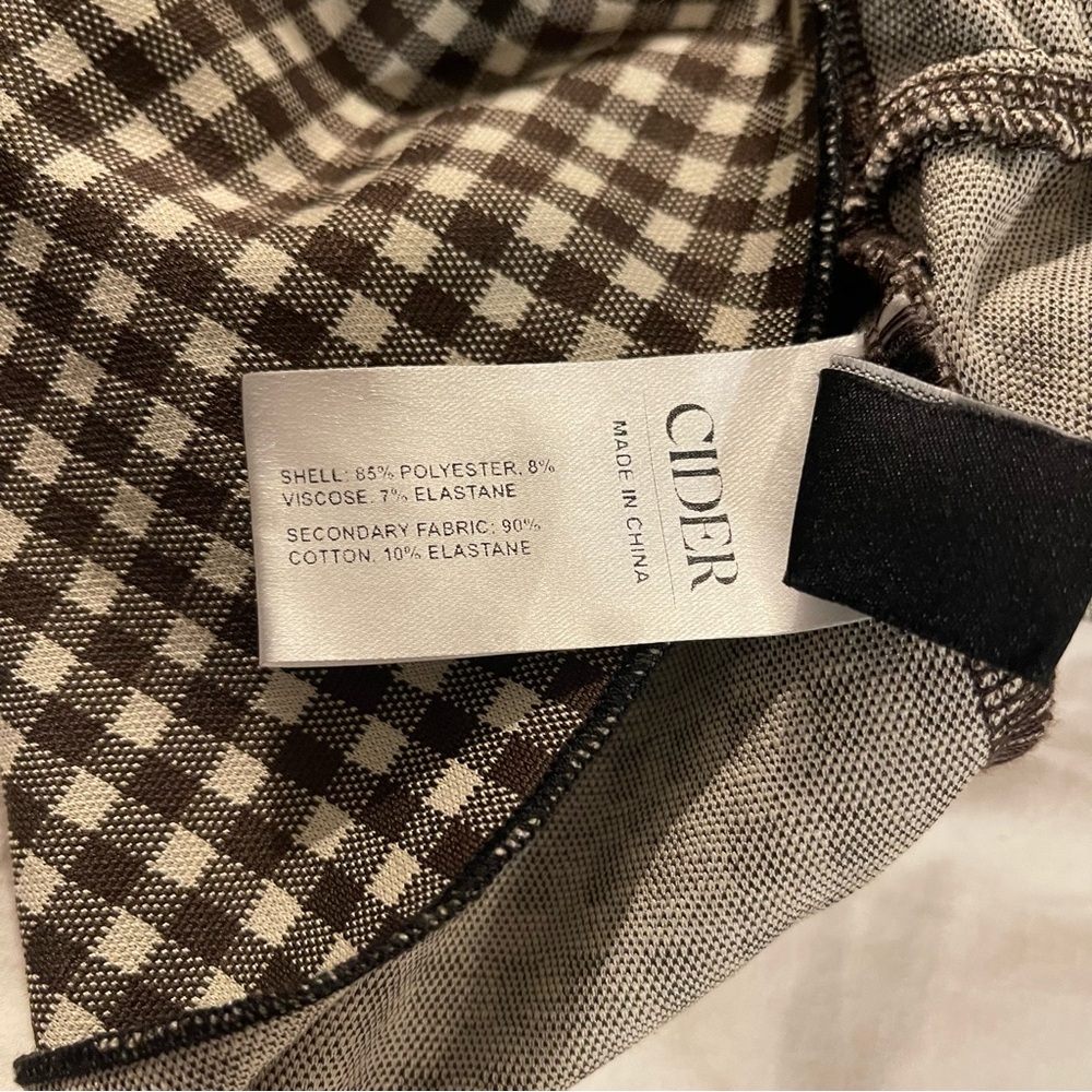 Cider Brown and White Womens Checkered Gingham Ruffle Blouse XL - Picture 8 of 9